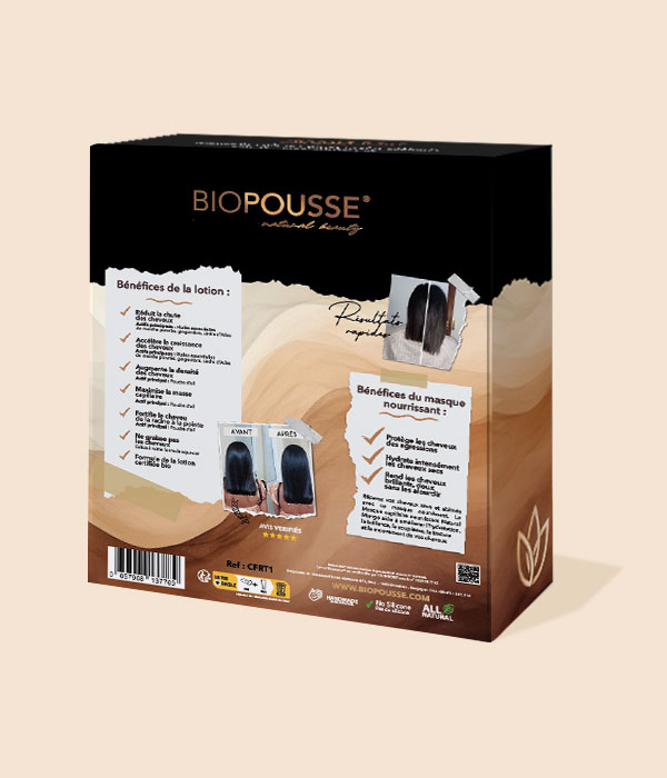 Coffret Biopousse - Lotion capillaire Biopousse - pousse de cheveux + Masque Nourrissant Natural mango